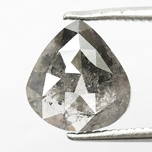 2.10 Ct Pear Salt & Pepper Diamond | 8.80 mm Natural Gray Black Conflict Free Loose Diamond for Wedding Jewelry