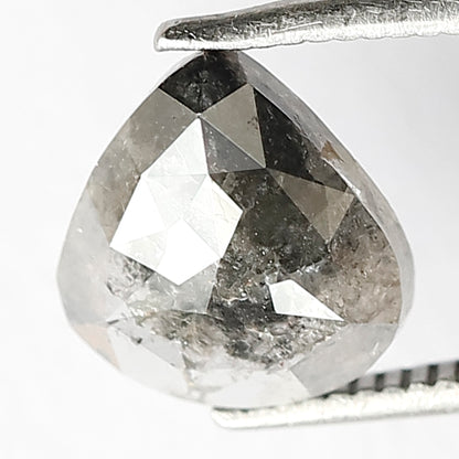2.10 Ct Pear Salt & Pepper Diamond | 8.80 mm Natural Gray Black Conflict Free Loose Diamond for Wedding Jewelry