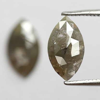 1.91 Ct Marquise Cut Diamond Pair | Natural Greenish Gray Rustic Conflict Free Loose Diamonds