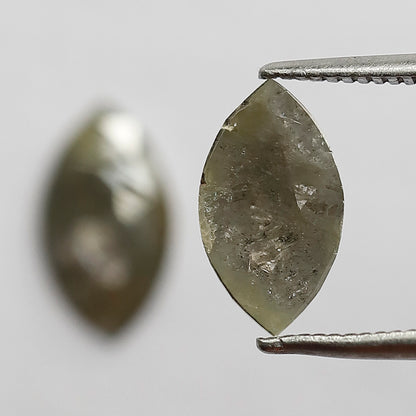 1.91 Ct Marquise Cut Diamond Pair | Natural Greenish Gray Rustic Conflict Free Loose Diamonds