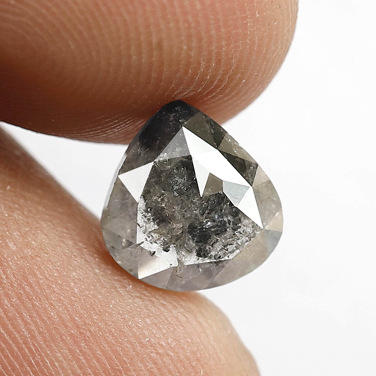 2.10 Ct Pear Salt & Pepper Diamond | 8.80 mm Natural Gray Black Conflict Free Loose Diamond for Wedding Jewelry