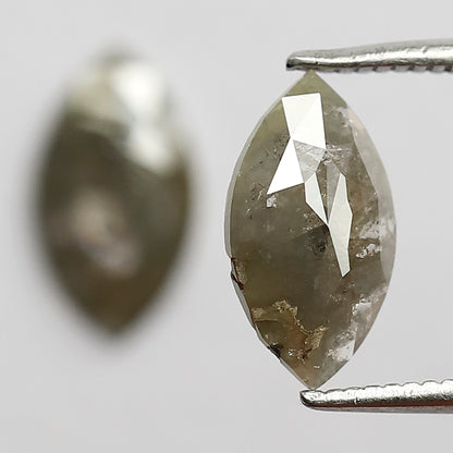 1.91 Ct Marquise Cut Diamond Pair | Natural Greenish Gray Rustic Conflict Free Loose Diamonds