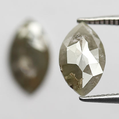 1.91 Ct Marquise Cut Diamond Pair | Natural Greenish Gray Rustic Conflict Free Loose Diamonds