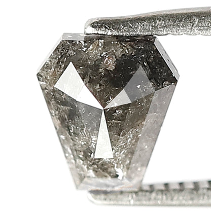 1.19 CT Unique Coffin Shape Diamond Grey Black Color Diamond 5.9 MM Loose Natural Fancy Salt And Pepper Diamond Wedding Ring