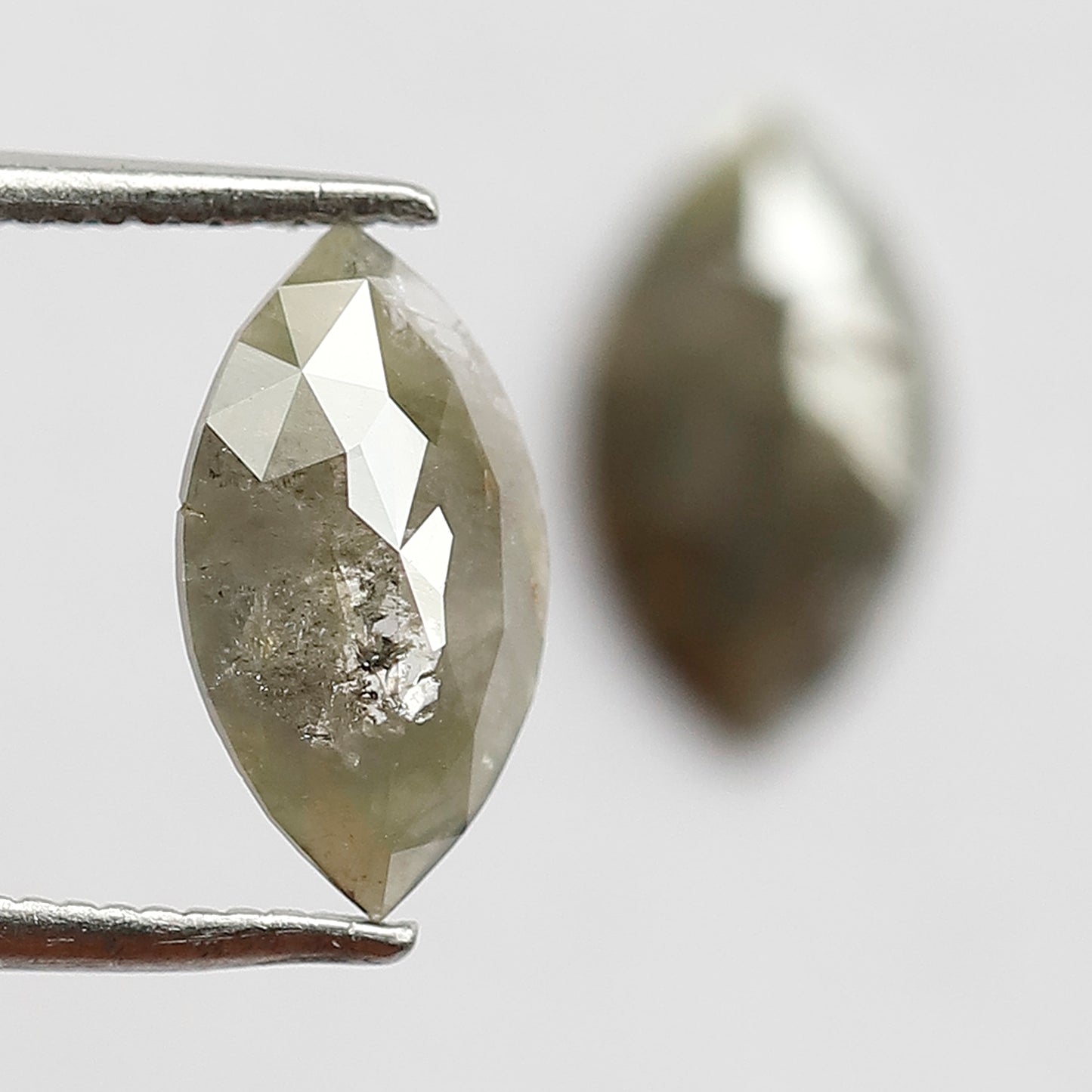 1.91 Ct Marquise Cut Diamond Pair | Natural Greenish Gray Rustic Conflict Free Loose Diamonds
