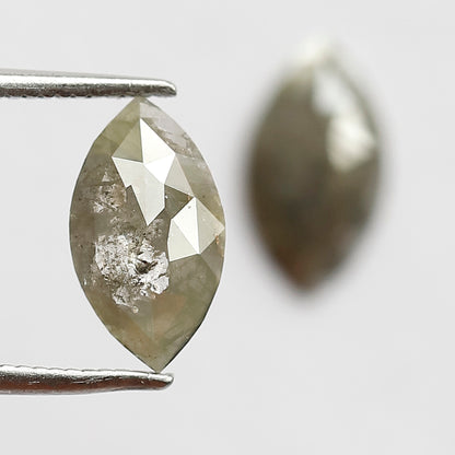 1.91 Ct Marquise Cut Diamond Pair | Natural Greenish Gray Rustic Conflict Free Loose Diamonds