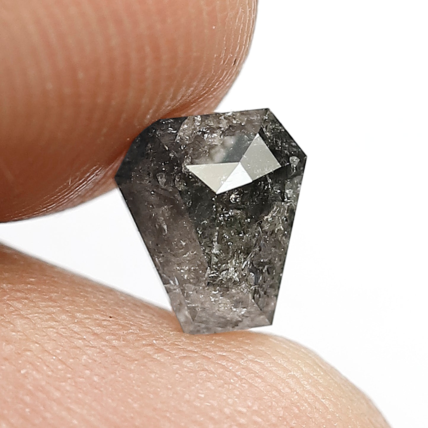 1.19 CT Unique Coffin Shape Diamond Grey Black Color Diamond 5.9 MM Loose Natural Fancy Salt And Pepper Diamond Wedding Ring