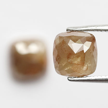 3.20 CT Pair Of Cushion Rustic Diamonds, Natural 7.10 MM Yellowish Red color Ethically Sourced Diamonds