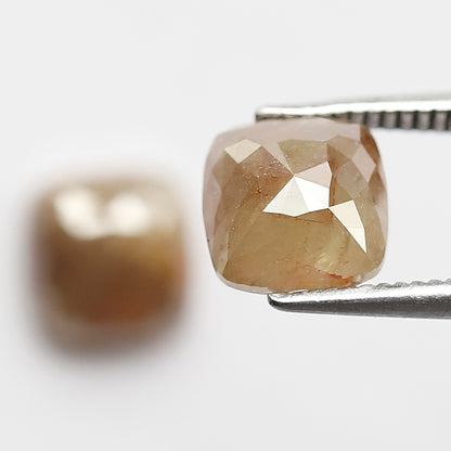 3.20 CT Pair Of Cushion Rustic Diamonds, Natural 7.10 MM Yellowish Red color Ethically Sourced Diamonds