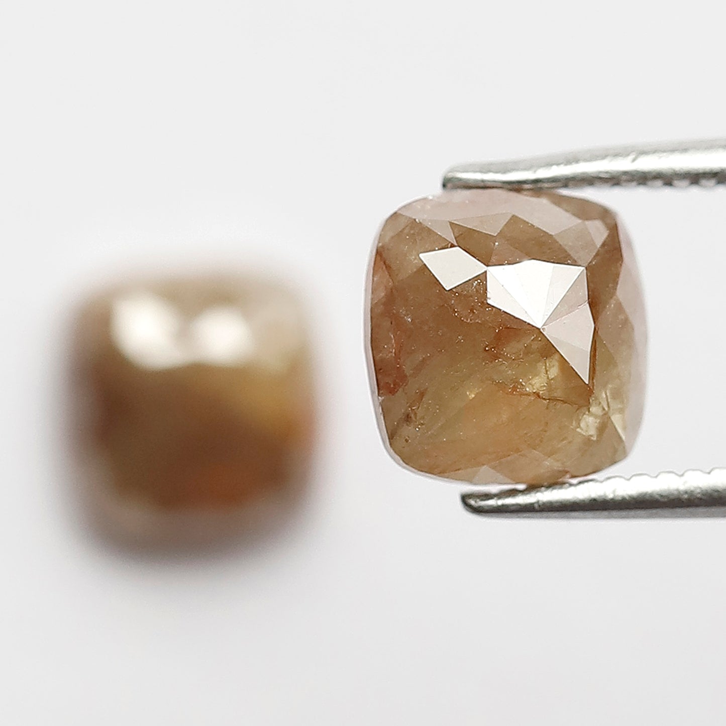 3.20 CT Pair Of Cushion Rustic Diamonds, Natural 7.10 MM Yellowish Red color Ethically Sourced Diamonds