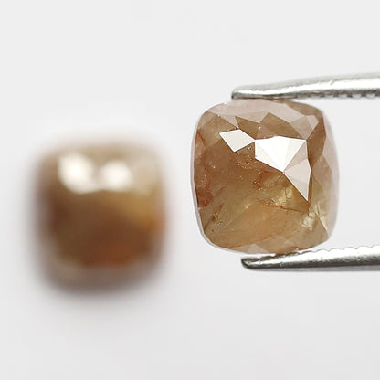 3.20 CT Pair Of Cushion Rustic Diamonds, Natural 7.10 MM Yellowish Red color Ethically Sourced Diamonds