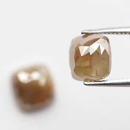 3.20 CT Pair Of Cushion Rustic Diamonds, Natural 7.10 MM Yellowish Red color Ethically Sourced Diamonds