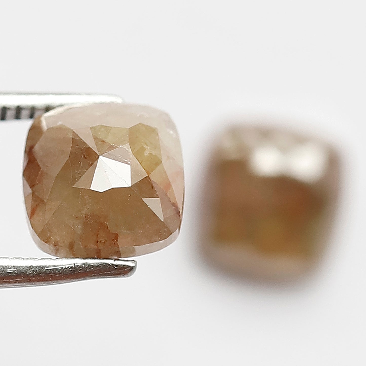 3.20 CT Pair Of Cushion Rustic Diamonds, Natural 7.10 MM Yellowish Red color Ethically Sourced Diamonds