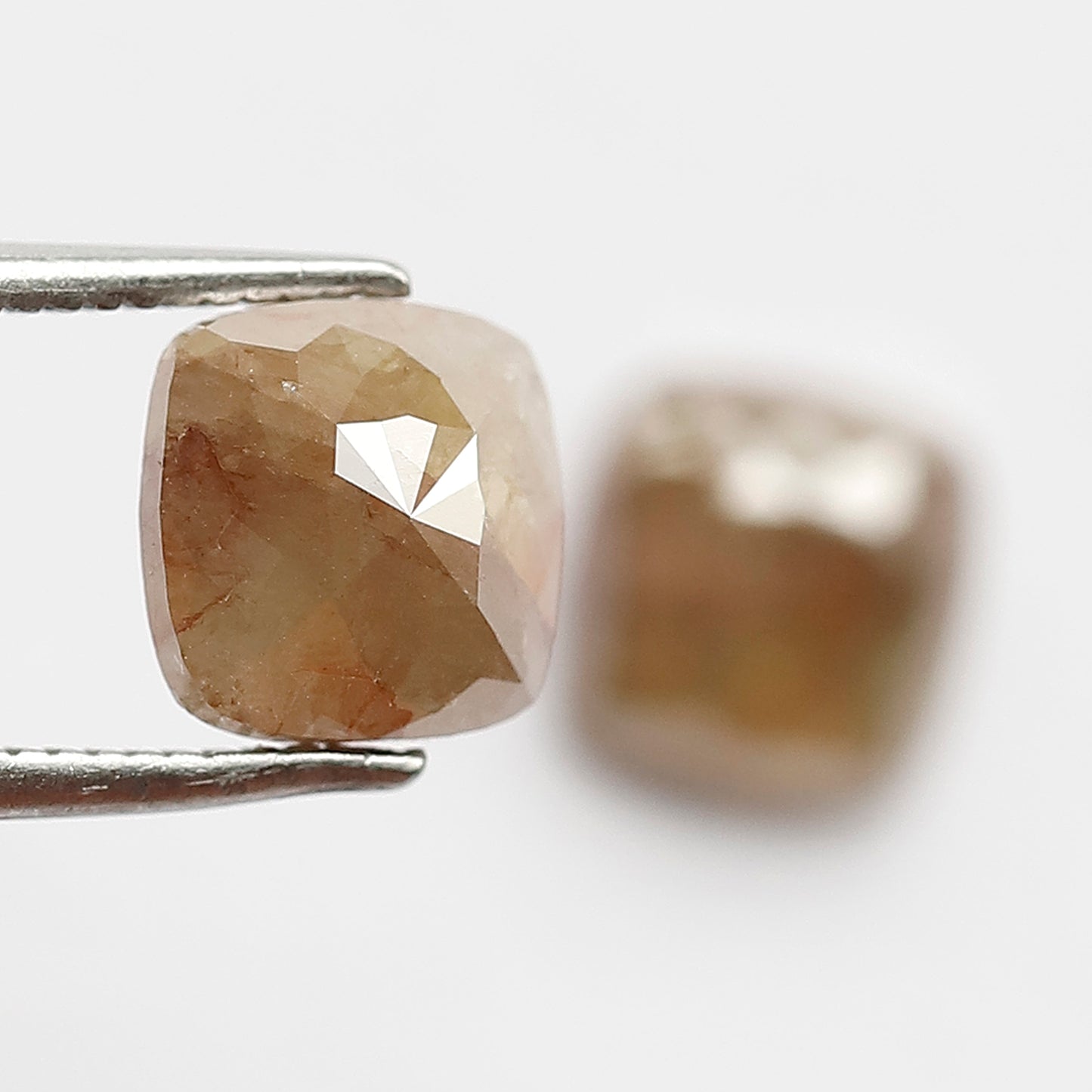 3.20 CT Pair Of Cushion Rustic Diamonds, Natural 7.10 MM Yellowish Red color Ethically Sourced Diamonds