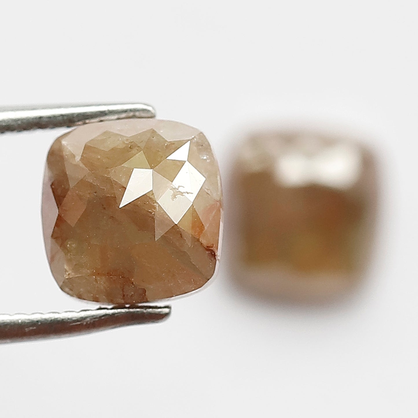 3.20 CT Pair Of Cushion Rustic Diamonds, Natural 7.10 MM Yellowish Red color Ethically Sourced Diamonds