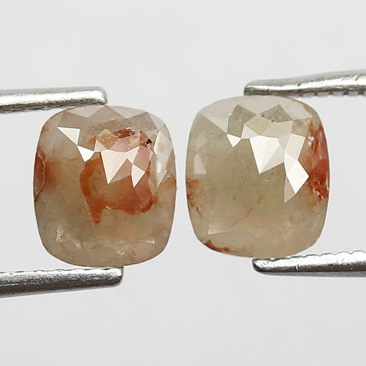 Emerald Shape 1.66 Ct Pair Diamonds Natural Loose Grayish Red color Earth Mined Rustic Diamonds