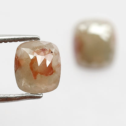 Emerald Shape 1.66 Ct Pair Diamonds Natural Loose Grayish Red color Earth Mined Rustic Diamonds