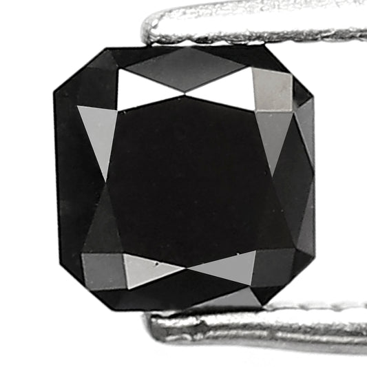 0.83 CT Asscher Cut Loose Black Diamond, 5.00 mm Natural Treated Stone for Engagement Ring