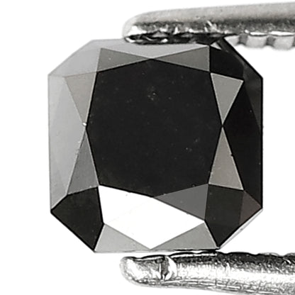 0.83 CT Asscher Cut Loose Black Diamond, 5.00 mm Natural Treated Stone for Engagement Ring