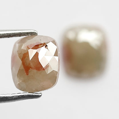 Emerald Shape 1.66 Ct Pair Diamonds Natural Loose Grayish Red color Earth Mined Rustic Diamonds