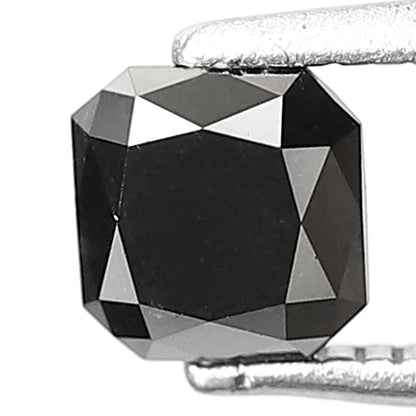 0.83 CT Asscher Cut Loose Black Diamond, 5.00 mm Natural Treated Stone for Engagement Ring