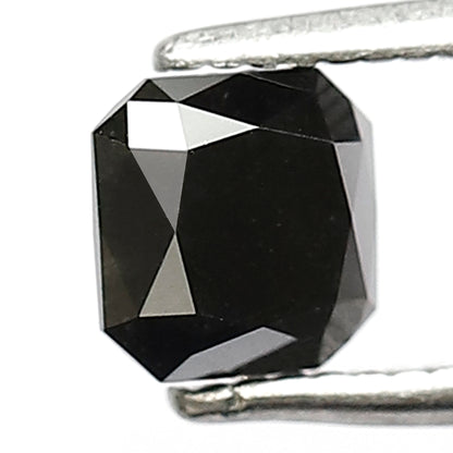 0.83 CT Asscher Cut Loose Black Diamond, 5.00 mm Natural Treated Stone for Engagement Ring