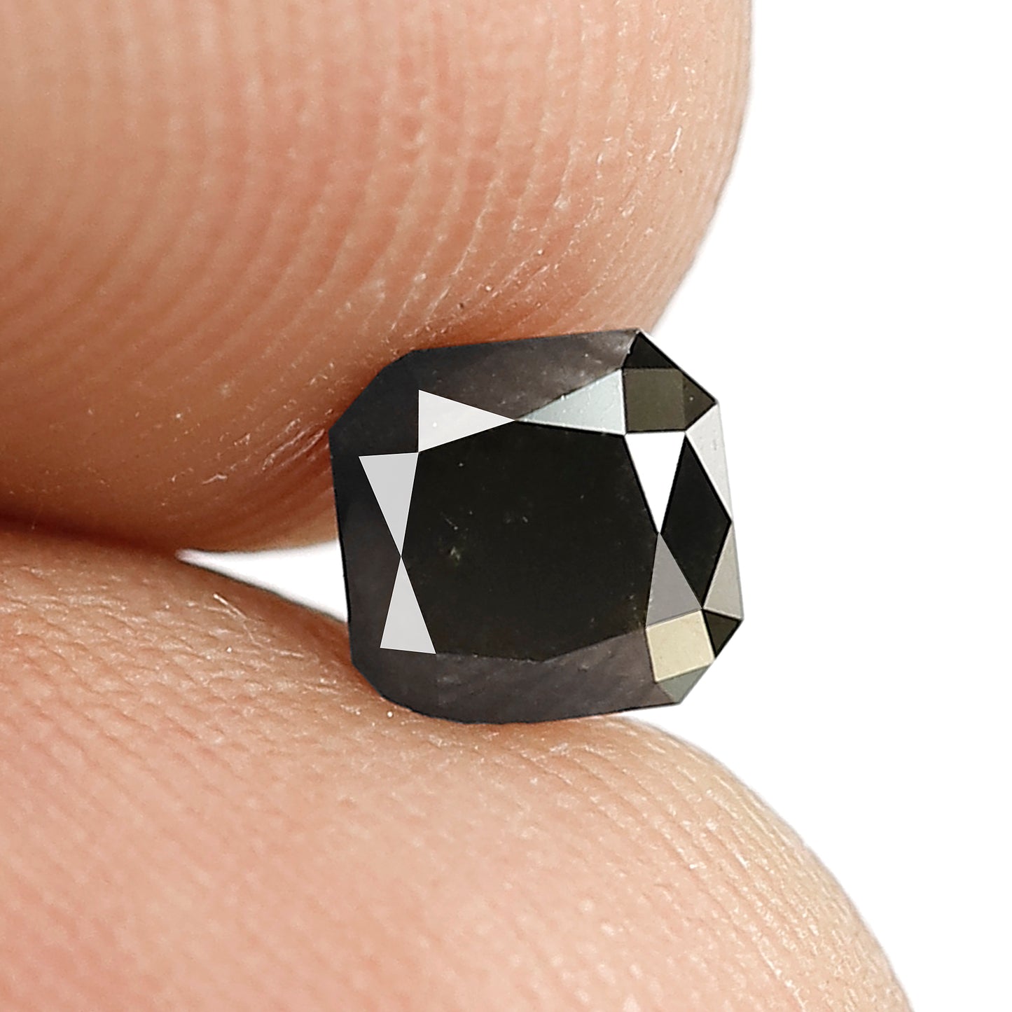 0.83 CT Asscher Cut Loose Black Diamond, 5.00 mm Natural Treated Stone for Engagement Ring