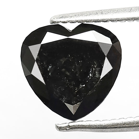 1.63 CT Heart Cut Black Diamond, 7.60 mm Natural Treated Loose Diamond for Engagement Ring or Custom Jewelry Design
