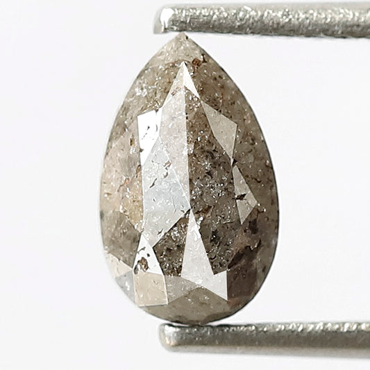 1.08 CT Gray Pear Cut Diamond, Natural Conflict Free Salt and Pepper Diamond for Birthday Jewelry