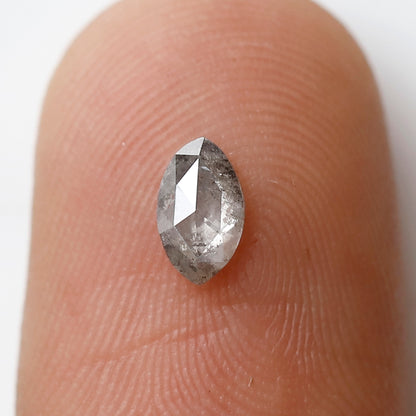 0.32 CT Marquise Shape Natural Loose Diamond 6 MM Gray Black Color Salt and Pepper Diamond