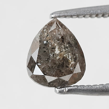 1.16 CT pear Shape Salt and Pepper Diamond 7 MM Brownish black grey Color Loose Natural Diamond For Wedding Ring