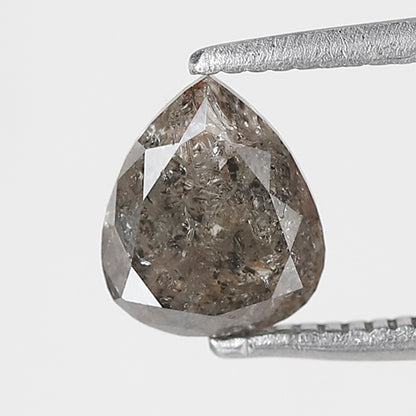 1.16 CT pear Shape Salt and Pepper Diamond 7 MM Brownish black grey Color Loose Natural Diamond For Wedding Ring