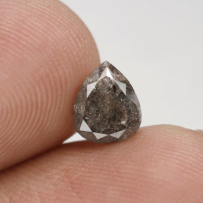 1.16 CT pear Shape Salt and Pepper Diamond 7 MM Brownish black grey Color Loose Natural Diamond For Wedding Ring