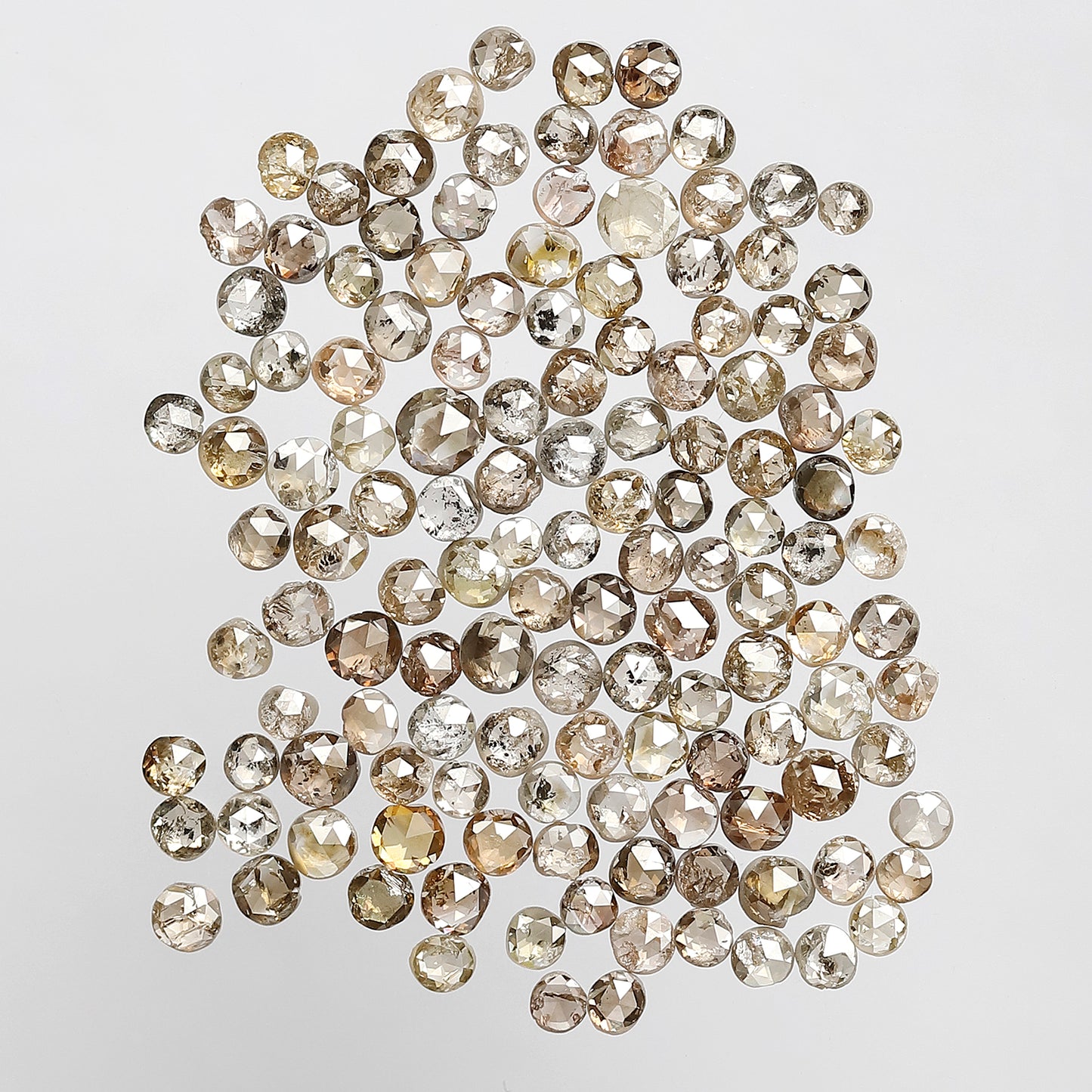 Natural 5.07 Ct Round Rose Cut Diamonds | 133 Pcs Champagne color 1.5–2.5 mm Loose Diamond Lot