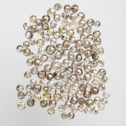 Natural 5.07 Ct Round Rose Cut Diamonds | 133 Pcs Champagne color 1.5–2.5 mm Loose Diamond Lot