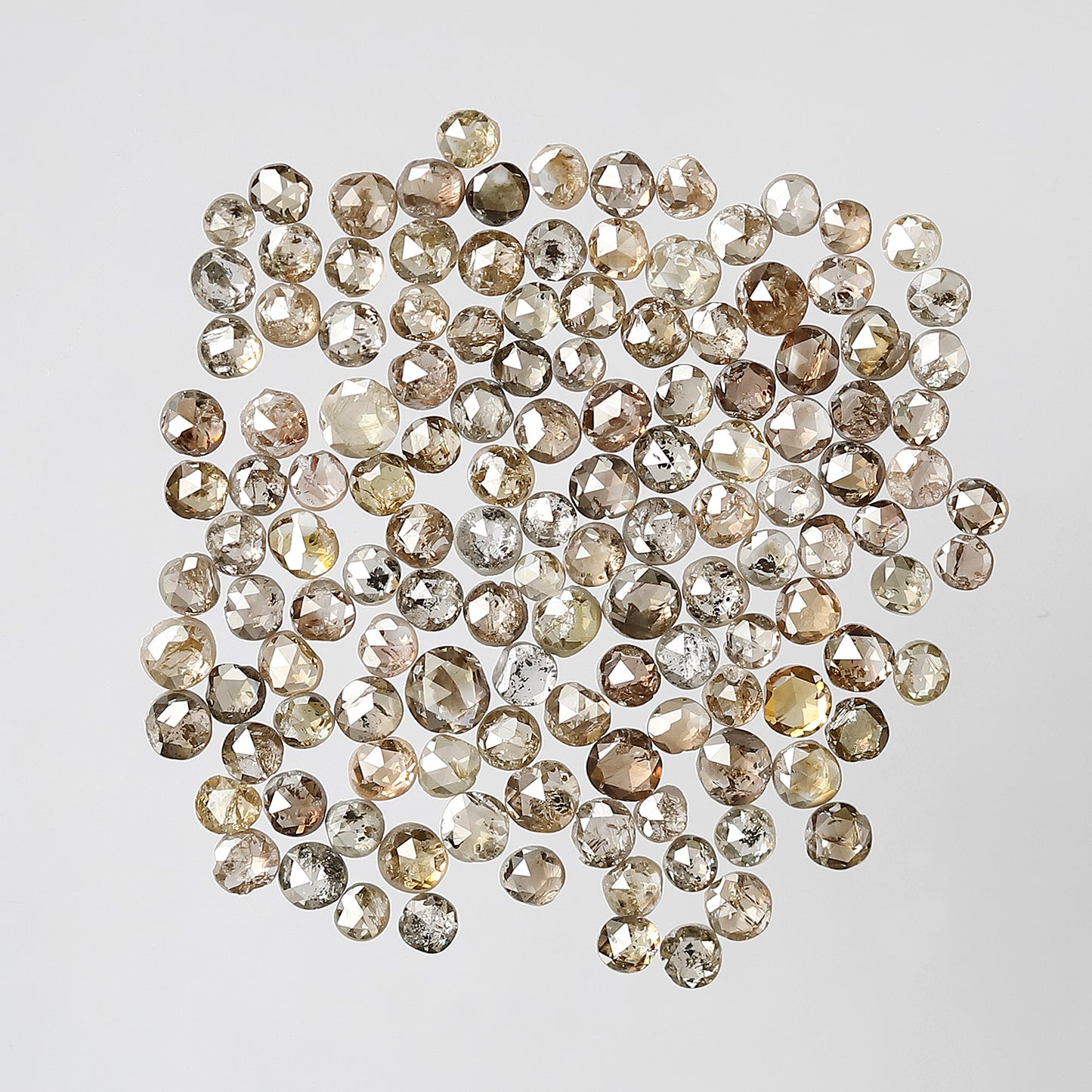 Natural 5.07 Ct Round Rose Cut Diamonds | 133 Pcs Champagne color 1.5–2.5 mm Loose Diamond Lot