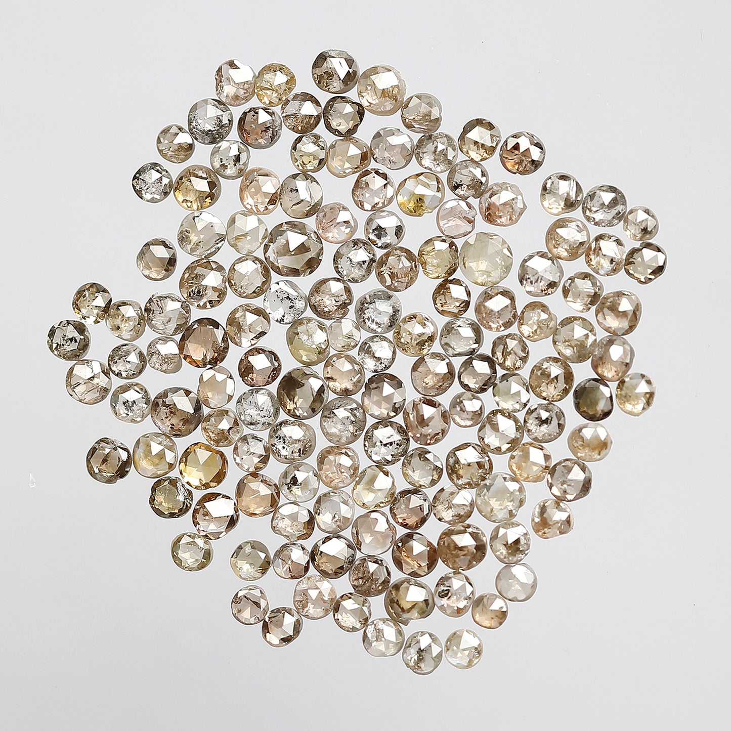 Natural 5.07 Ct Round Rose Cut Diamonds | 133 Pcs Champagne color 1.5–2.5 mm Loose Diamond Lot