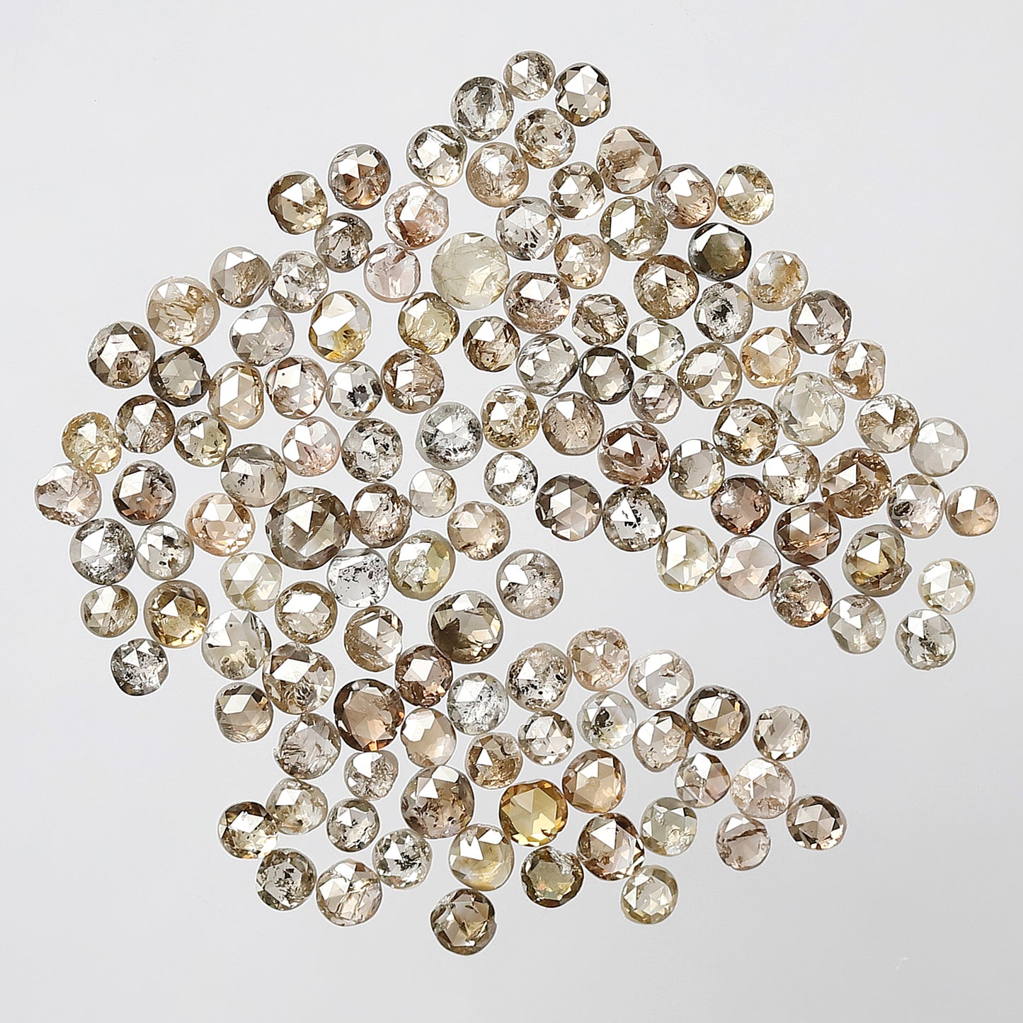 Natural 5.07 Ct Round Rose Cut Diamonds | 133 Pcs Champagne color 1.5–2.5 mm Loose Diamond Lot