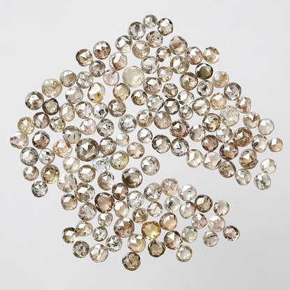 Natural 5.07 Ct Round Rose Cut Diamonds | 133 Pcs Champagne color 1.5–2.5 mm Loose Diamond Lot