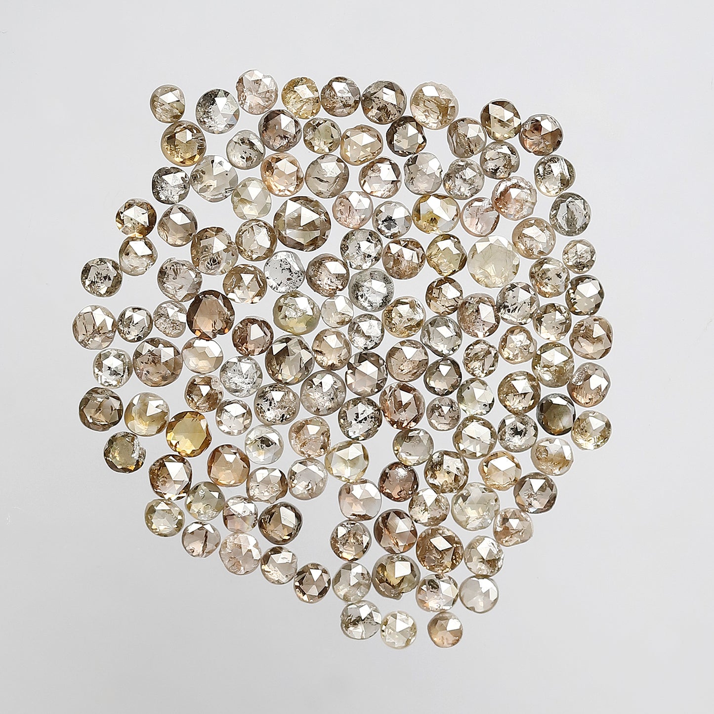 Natural 5.07 Ct Round Rose Cut Diamonds | 133 Pcs Champagne color 1.5–2.5 mm Loose Diamond Lot