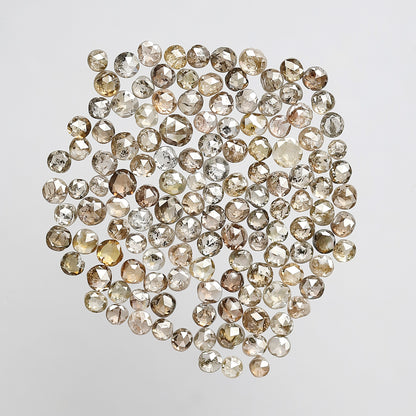 Natural 5.07 Ct Round Rose Cut Diamonds | 133 Pcs Champagne color 1.5–2.5 mm Loose Diamond Lot