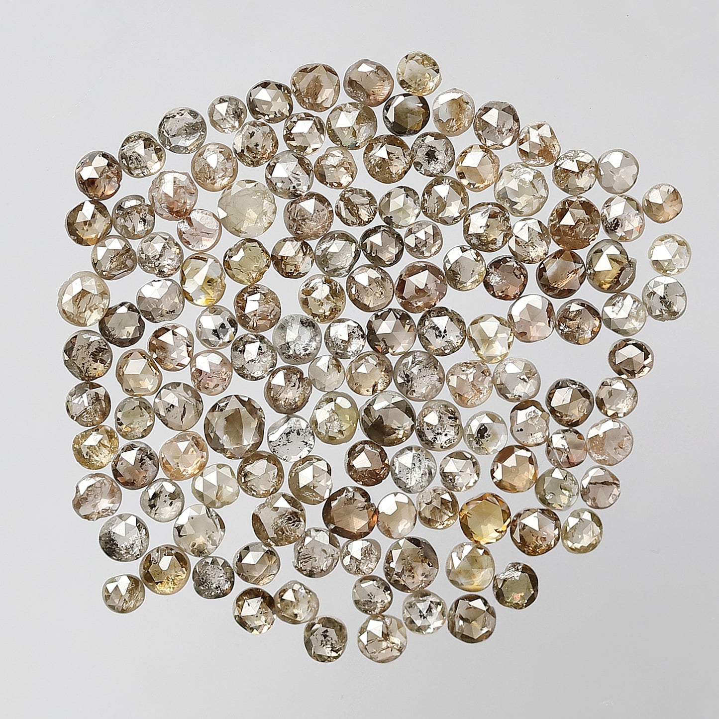 Natural 5.07 Ct Round Rose Cut Diamonds | 133 Pcs Champagne color 1.5–2.5 mm Loose Diamond Lot