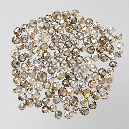 Natural 5.07 Ct Round Rose Cut Diamonds | 133 Pcs Champagne color 1.5–2.5 mm Loose Diamond Lot