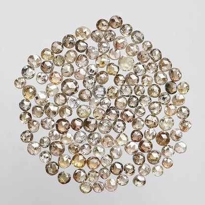 Natural 5.07 Ct Round Rose Cut Diamonds | 133 Pcs Champagne color 1.5–2.5 mm Loose Diamond Lot