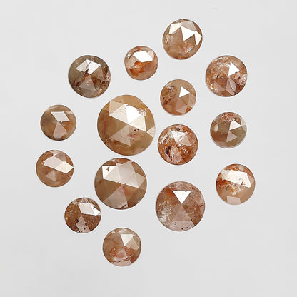 15 Pcs Round Rose cut Treated Red Diamonds | 3.67 Ct 3 mm to 5 mm Loose Diamond Lot for Jewelry