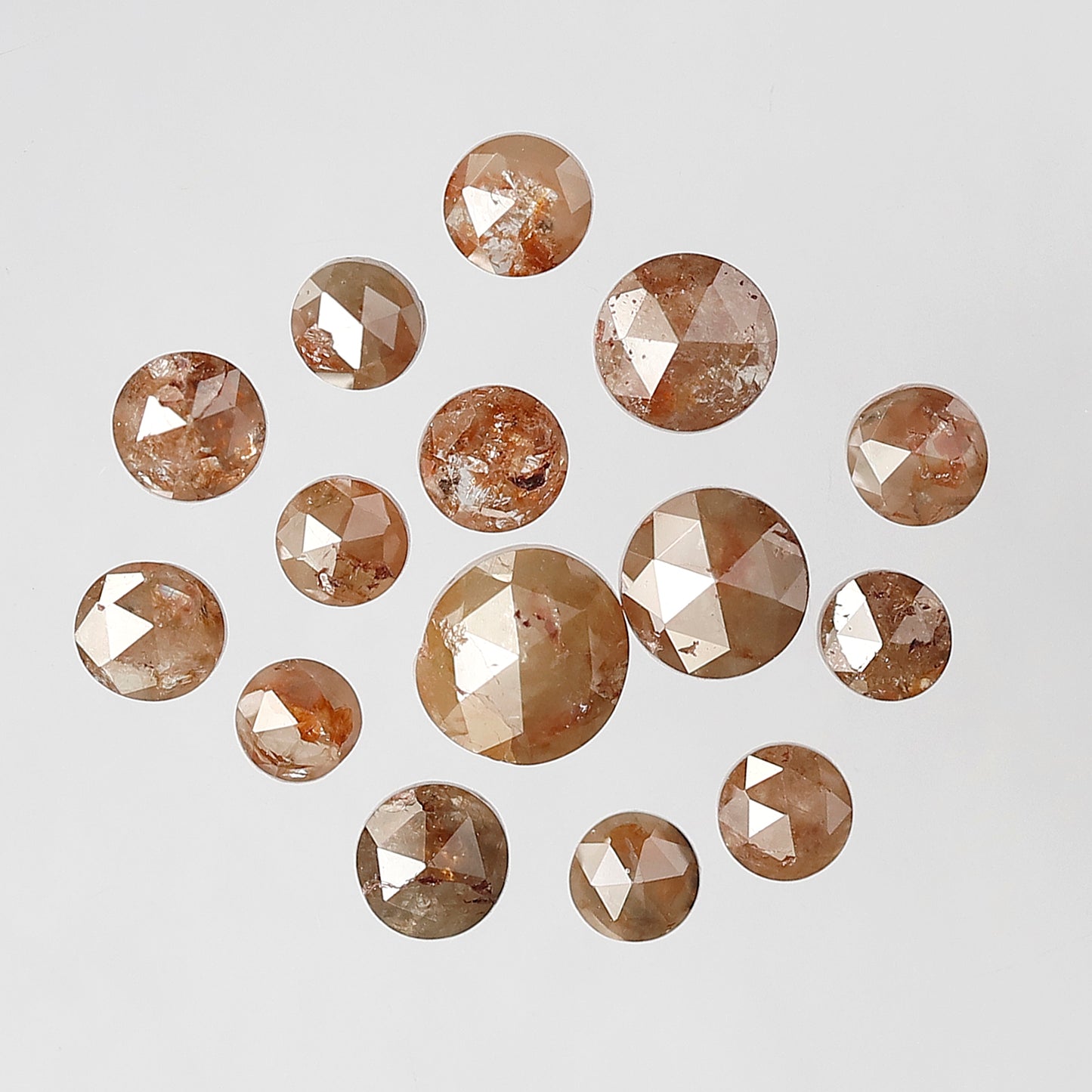 15 Pcs Round Rose cut Treated Red Diamonds | 3.67 Ct 3 mm to 5 mm Loose Diamond Lot for Jewelry