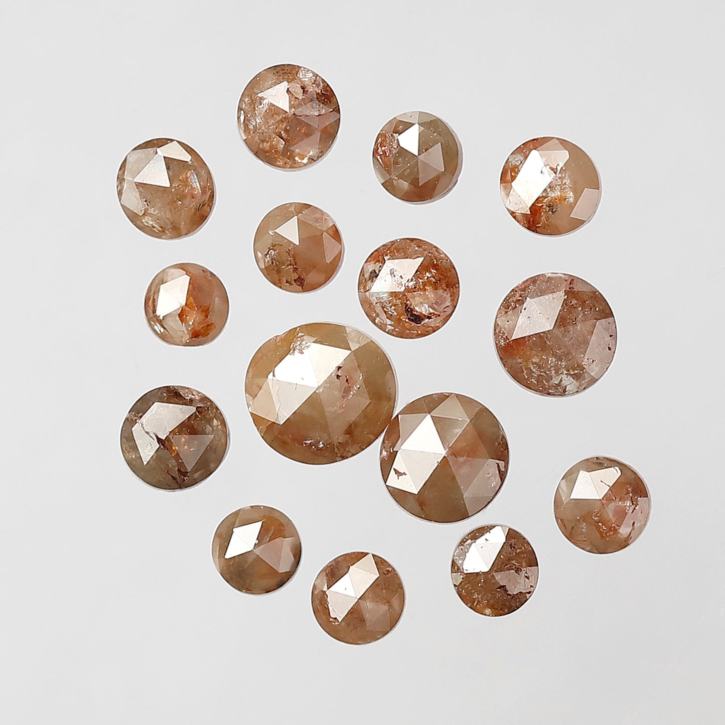 15 Pcs Round Rose cut Treated Red Diamonds | 3.67 Ct 3 mm to 5 mm Loose Diamond Lot for Jewelry