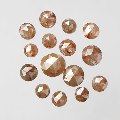 15 Pcs Round Rose cut Treated Red Diamonds | 3.67 Ct 3 mm to 5 mm Loose Diamond Lot for Jewelry