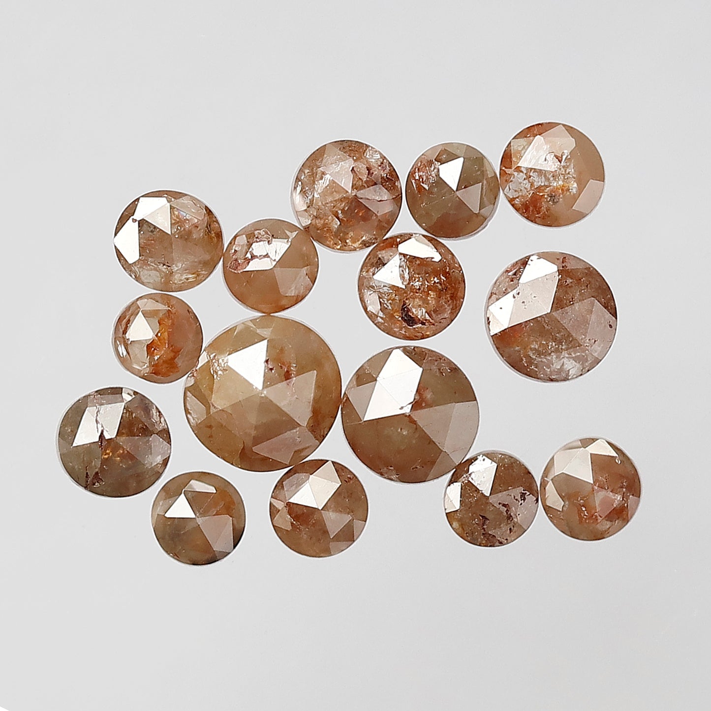 15 Pcs Round Rose cut Treated Red Diamonds | 3.67 Ct 3 mm to 5 mm Loose Diamond Lot for Jewelry