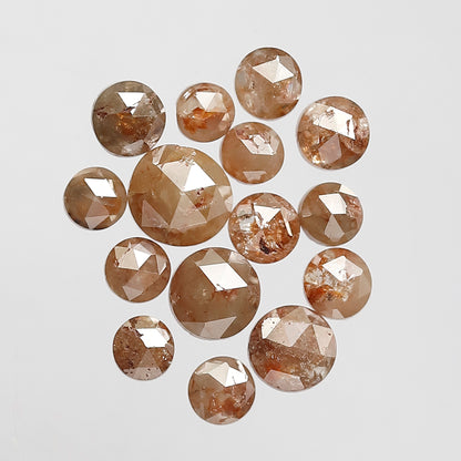 15 Pcs Round Rose cut Treated Red Diamonds | 3.67 Ct 3 mm to 5 mm Loose Diamond Lot for Jewelry